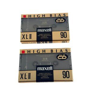 NEW 2 Vintage Maxell XLII 90 High Bias Audio Cassette Tapes Sealed